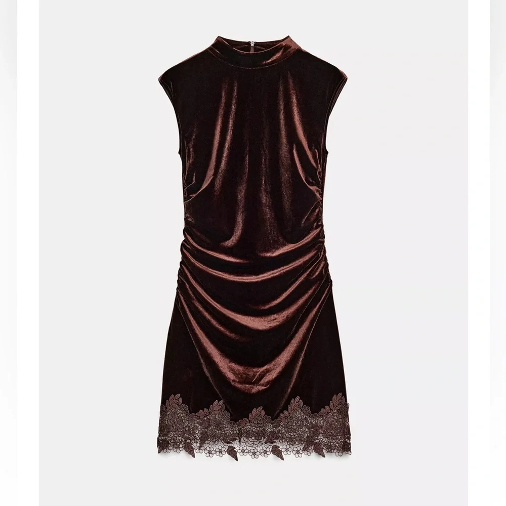 Zara VELVET LACE DRESS - Picture 5 of 13